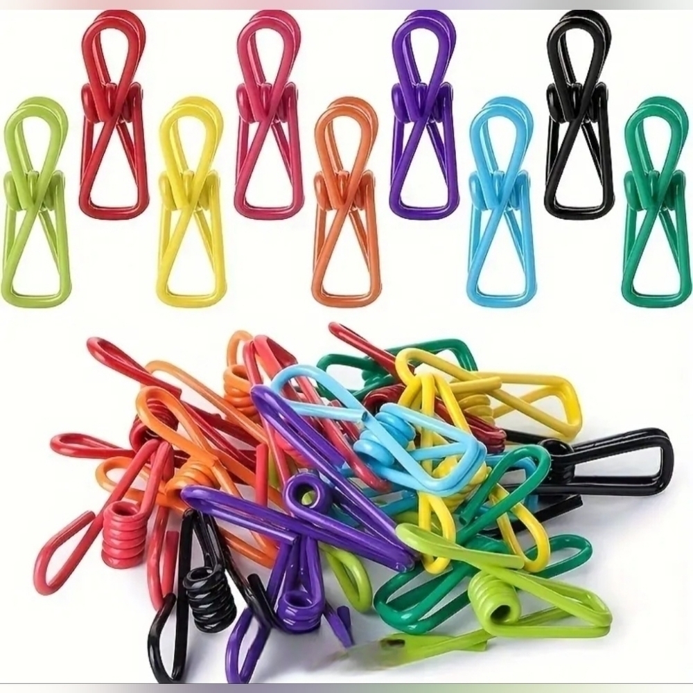 20-Pack Multicolor PVC-Coated Metal Chip Bag Clips